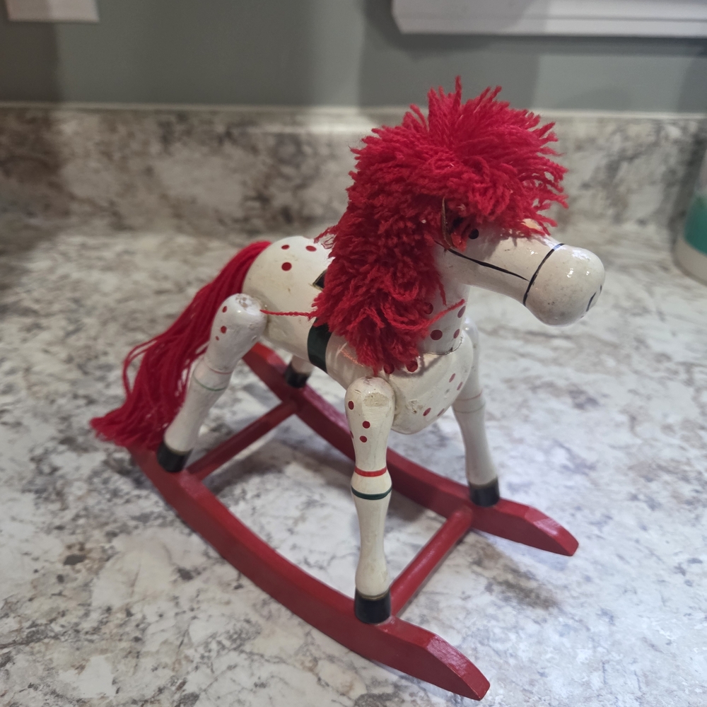Vintage Classic Red and White Rocking Horse Toy